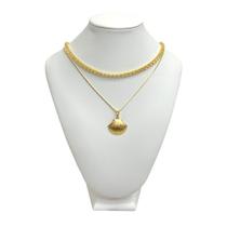 Colar Concha + Choker Riviera Cristal Banhado a Ouro 18k