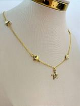 Colar Concha Estrela do Mar - Banho de Ouro 2 Milésimos com Verniz Italiano - 1 Unidade de 40cm com Extensora