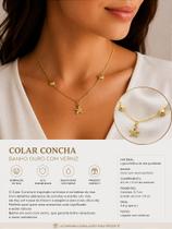 Colar Concha Estrela do Mar - Banho de Ouro 2 Milésimos com Verniz Italiano - 1 Unidade de 40cm com Extensora