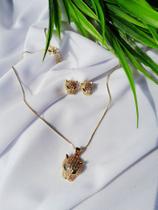 Colar Conj Feminino Folhado Ouro 18k