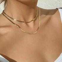 Colar Conjunto Dourado Laminado Delicado Colar Conjunto Dourado Laminado Delicado