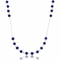 Colar Contrapinado Cristais Azul Royal Prata