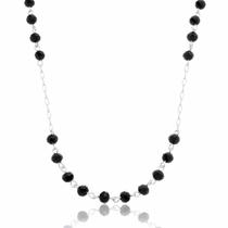 Colar Contrapinado Cristais Preto Prata