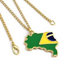 Colar Copa do Mundo Corrente Cordão Ouro Brasil Patriota Feminino