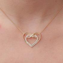 Colar Coração Com Infinito Folheado A Ouro