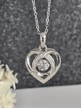 Colar Coração com Moissanite de 5mm em Prata 925 com Banho de Ródio