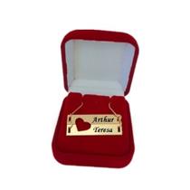 Colar coração com nome gravado Folheado a Ouro 18k Colar coração com nome gravado Folheado a Ouro 18k