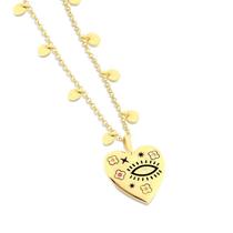 Colar Coração com Olho Grego Dourado e Detalhes Finos Colar Coração com Olho Grego Dourado e Detalhes Finos