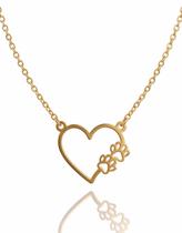 Colar Coração com Patinha Vazada Ouro 18K Semijoia Colar Coração com Patinha Vazada Ouro 18K Semijoia