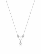 Colar Coração com Zircônia em Prata 925 42cm com extensor