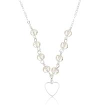 Colar Coração Contrapinado Cristais Rosa Prata
