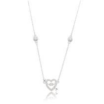 Colar Coração cravejado com Flecha Prata 925 Colar Coração cravejado com Flecha Prata 925