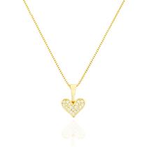Colar Coração Cravejado Cristal Banhado a Ouro Colar Coração Cravejado Cristal Banhado a Ouro