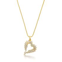 Colar coração cravejado Zirconias Cristais Banhado Ouro 18k Colar coração cravejado Zirconias Cristais Banhado Ouro 18k