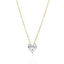 Colar coração cristal banhado a ouro 18k