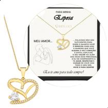 Colar Coração Dourado Presente Para Minha Esposa Colar Coração Dourado Presente Para Minha Esposa