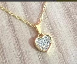 Colar coração folheado