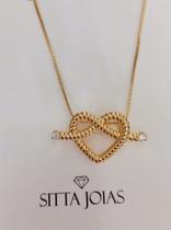 Colar coração grande corda marítima