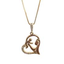 Colar coração mamãe com bebê banhado a ouro 18k Colar coração mamãe com bebê banhado a ouro 18k