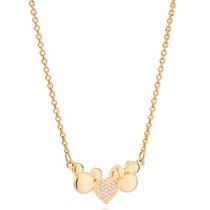 Colar Coração Mickey e Minnie Banhado Ouro 18K Zircônias