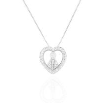 Colar Coração Nossa Senhora Cristal Banhado a Prata Colar Coração Nossa Senhora Cristal Banhado a Prata