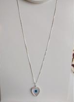 Colar coração olho grego madrepérola