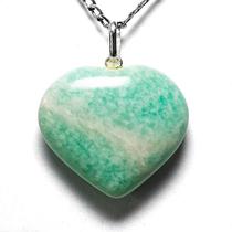 Colar Coração Pedra Amazonita Natural Pino Prata 950 Colar Coração Pedra Amazonita Natural Pino Prata 950
