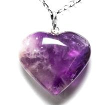 Colar Coração Pedra Ametista Natural Pino Prata 950 Colar Coração Pedra Ametista Natural Pino Prata 950