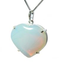 Colar Coração Pedra da Lua Opalina Prata 950 Garra Colar Coração Pedra da Lua Opalina Prata 950 Garra