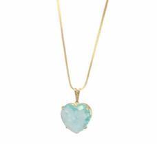 Colar Coração Pedra Fusion folheado Ouro 18k c/Garantia 6 Meses Antialérgico Colar Coração Pedra Fusion folheado Ouro 18k c/Garantia 6 Meses Antialérgico