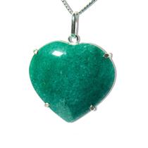 Colar Coração Pedra Quartzo Verde Natural Prata 950 Garra