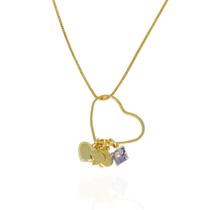 Colar coração pendurado c/ 4 pingentes