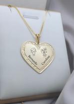 Colar Coração Personalizado à Laser Banhado a Ouro Colar Coração Personalizado à Laser Banhado a Ouro