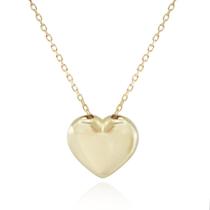 Colar Coração Polido 45cm em Ouro 18K