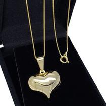 Colar Coração Polido Banho De Ouro 18k 4749 Colar Coração Polido Banho De Ouro 18k 4749