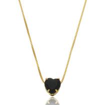 Colar Coração Preto Ouro
