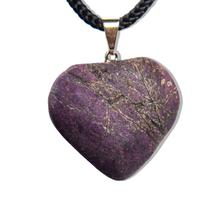 Colar Coração Purpurita Natural Montagem Pino Dourado