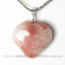 Colar Coração Quartzo Goiaba Natural Montagem Banho Prateado Colar Coração Quartzo Goiaba Natural Montagem Banho Prateado