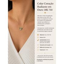 Colar Coração Radiante em Ouro 18K 750 Corrente Elos 45cm Colar Coração Radiante em Ouro 18K 750 Corrente Elos 45cm