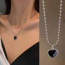 Colar Coração Ródio Negro Feminino Exclusivo Moda Colar Coração Ródio Negro Feminino Exclusivo Moda