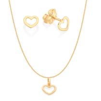 Colar Coração Rommanel + Pingente E Birncos Presente Feminino Banhado Ouro 18k Colar Coração Rommanel + Pingente E Birncos Presente Feminino Banhado Ouro 18k