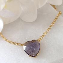 Colar Coração Shine Purple Banhado Ouro Izagi