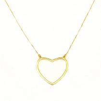 Colar Coração Vazado 45Cm Em Ouro 18K