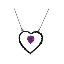 COLAR CORAÇÃO VAZADO COM PINGENTE FUCSIA FUSION BANHADO A RÓDIO NEGRO - 45cm COLAR CORAÇÃO VAZADO COM PINGENTE FUCSIA FUSION BANHADO A RÓDIO NEGRO - 45cm