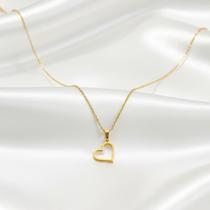 Colar Coração vazado Liso Folheado a Ouro 18k Colar Coração vazado Liso Folheado a Ouro 18k