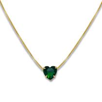 Colar Coração Verde Esmeralda Banhado Ouro 18k Semijoia