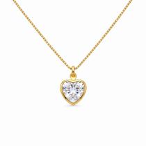 Colar Coração Zircônia Cristal Banhado a Ouro