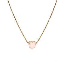 Colar Coração Zircônia Rosa Banhado a Ouro