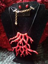 Colar coral +brincos