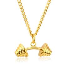 Colar Cordão Academia Peso Halter Folheado Ouro 18k